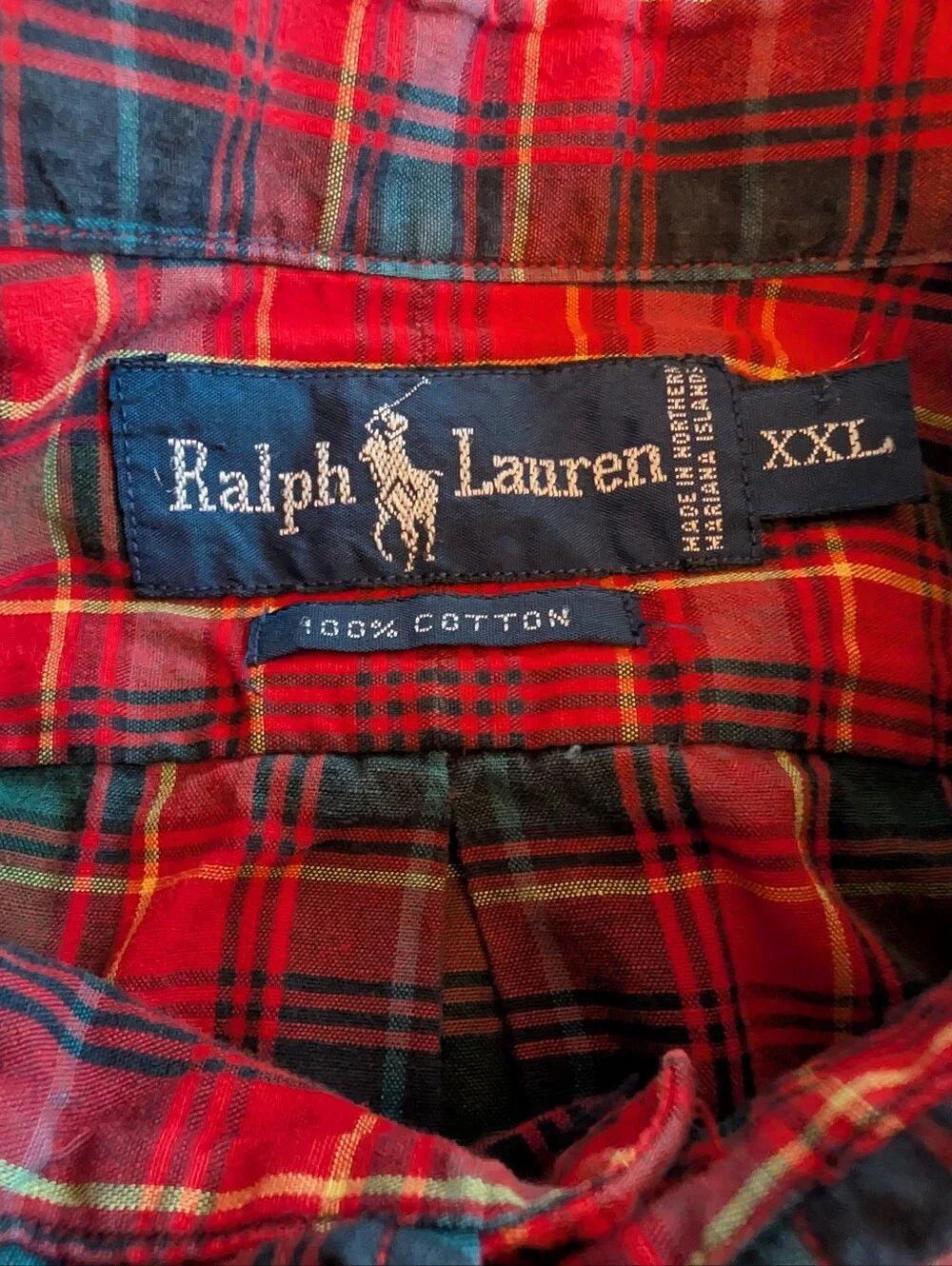 Polo Ralph Lauren Short Sleeve Button Down Shirt, XXL, Red/Green/Blue Plaid